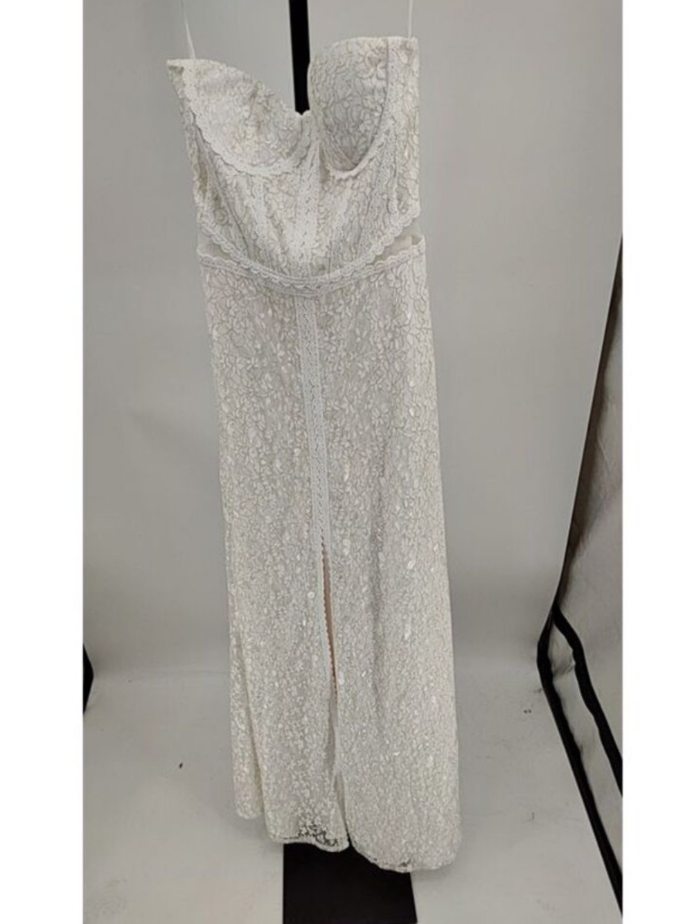 Lulus White Floral Lace Strapless Maxi Dress NWT Bridal Shower Wedding M - Picture 7 of 7